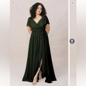 Revelry Harper Chiffon Faux Wrap Maxi Bridesmaid Dress 💚  size 16